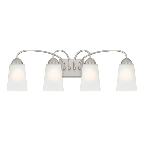 Designers Fountain Malone 28.75in 4-Light Brushed Nickel Transitional Indoor Vanity Light with Etched Glass Shades D267M-4B-BN - main